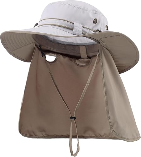 Miniatura 96 de Home Prefer Sombrero para sol para el aire libre con protección UV, secado rápido, unisex con solapa para proteger el cuello Gris cenizo