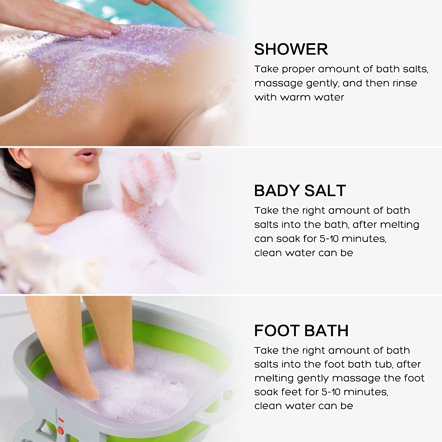Sól do namaczania stóp z solą Epsom do namaczania lawendy zestaw do pedicure kąpiel stóp - 20 sztuk soli morskich do kąpieli pedicure stóp spa moczyć produkty zestaw 20 ml olejek z drzewa
