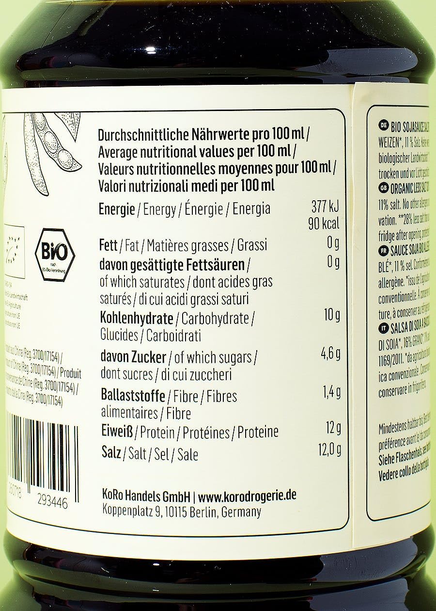 KoRo - Salsa di soia bio a ridotto contenuto di sale 12 x 1 L - Confezione risparmio - Vegan e bio - Intenso sapore umami
