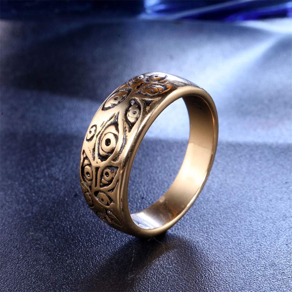 Men's Vintage Engraved Eye of God Ring Black Gold Silver Tone image 3