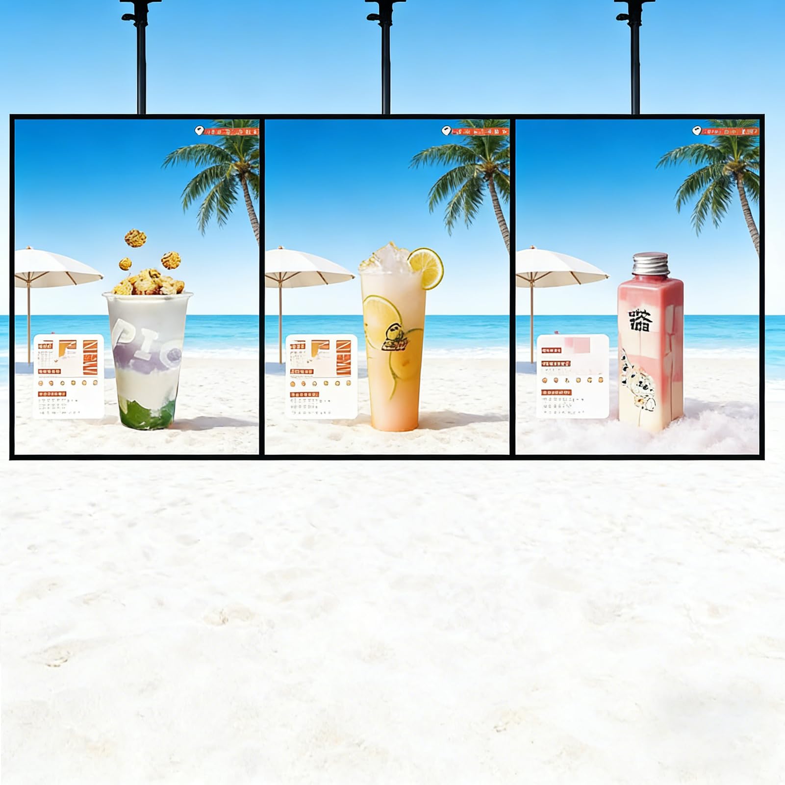 LYJIANGXIN 3PCS LED Display Sign & Backlit Menu Board, Ultra-Thin Frame Illuminated Poster Light Box, Wall Mounted Advertising Light Board For Restaurant, Retail Store And Business Hours Display