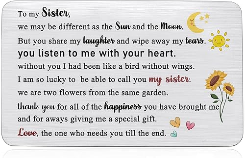 Miniatura 1 de Tarjeta de inserción de billetera para hermana, tarjetas de felicitación de cumpleaños, personalizadas, para la mayoría de edad, graduación,