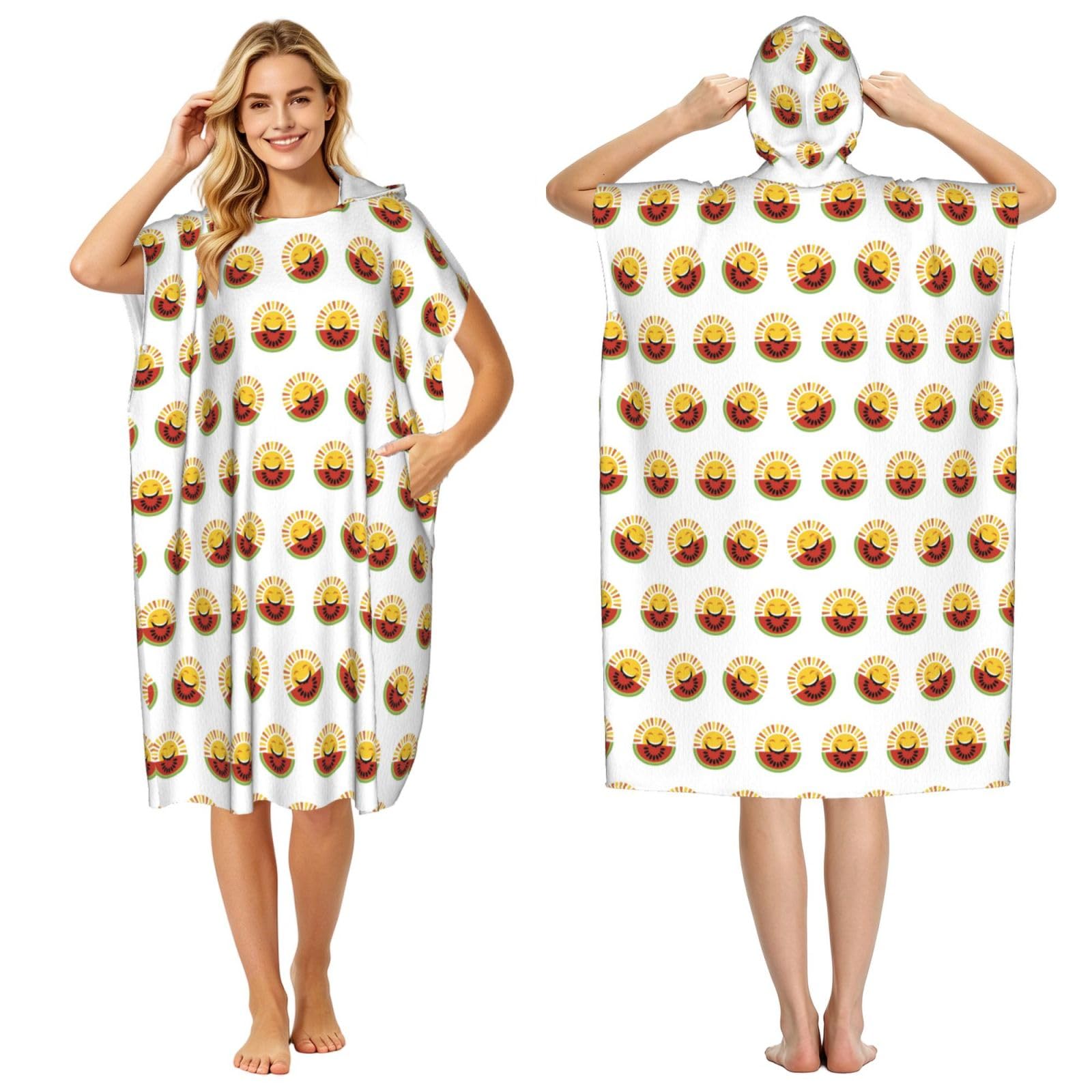 Noble Ren Watermelon Fruits Adult Hooded Beach Towel Swimming Cover Outdoor Wearable Towels Bath Bathrobe Cape Quick Drying