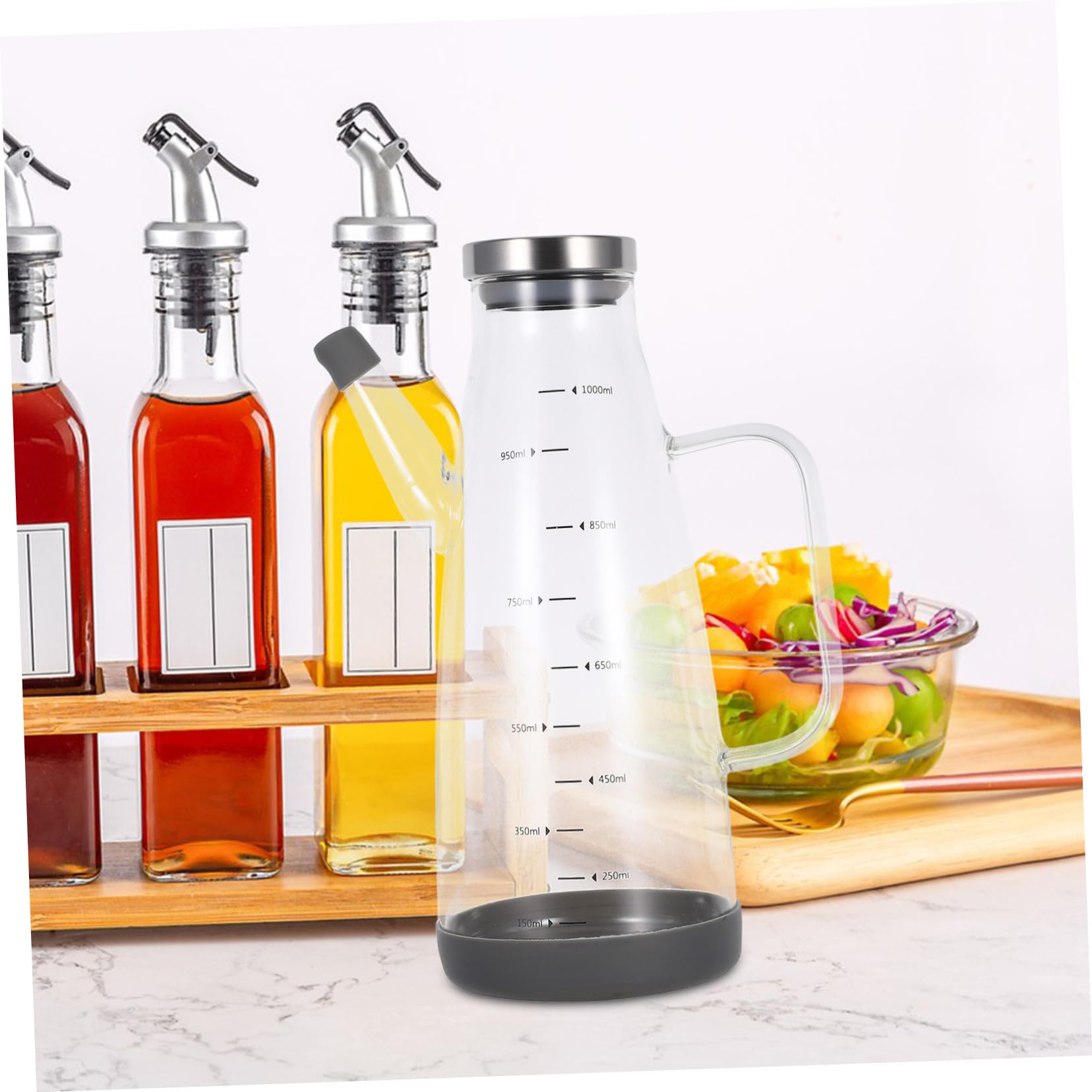PRETYZOOM 2 Piezas Dispensador de vinagre de cocina botella de dispensador de aderezo de ensalada botella de llovizna de aceite jarra de aceite de oliva aleación de aluminio Transparente