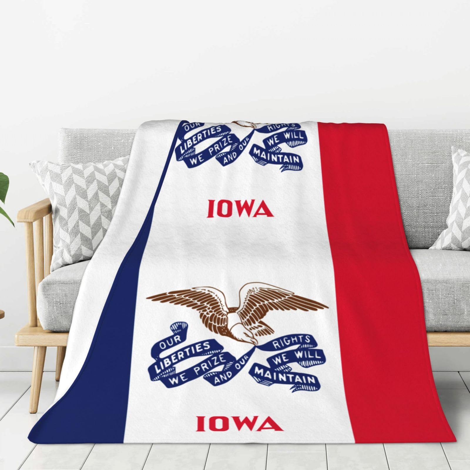 Couverture flanelle drapeau Iowa pour stopper le froid sur le canapé et les frissons au lit