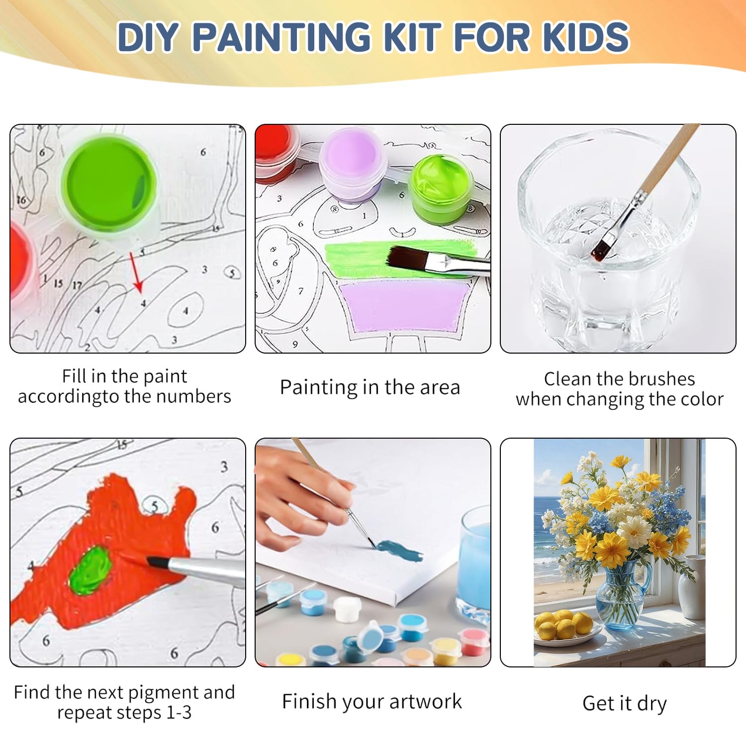 Ninonly 4 Kit Dipingi Con I Numeri Su Tela Con Cornice - Bosco 24x30cm - Set Completo Per Adulti E Principianti Con 16 Pennelli E Colori Acrilici - 2