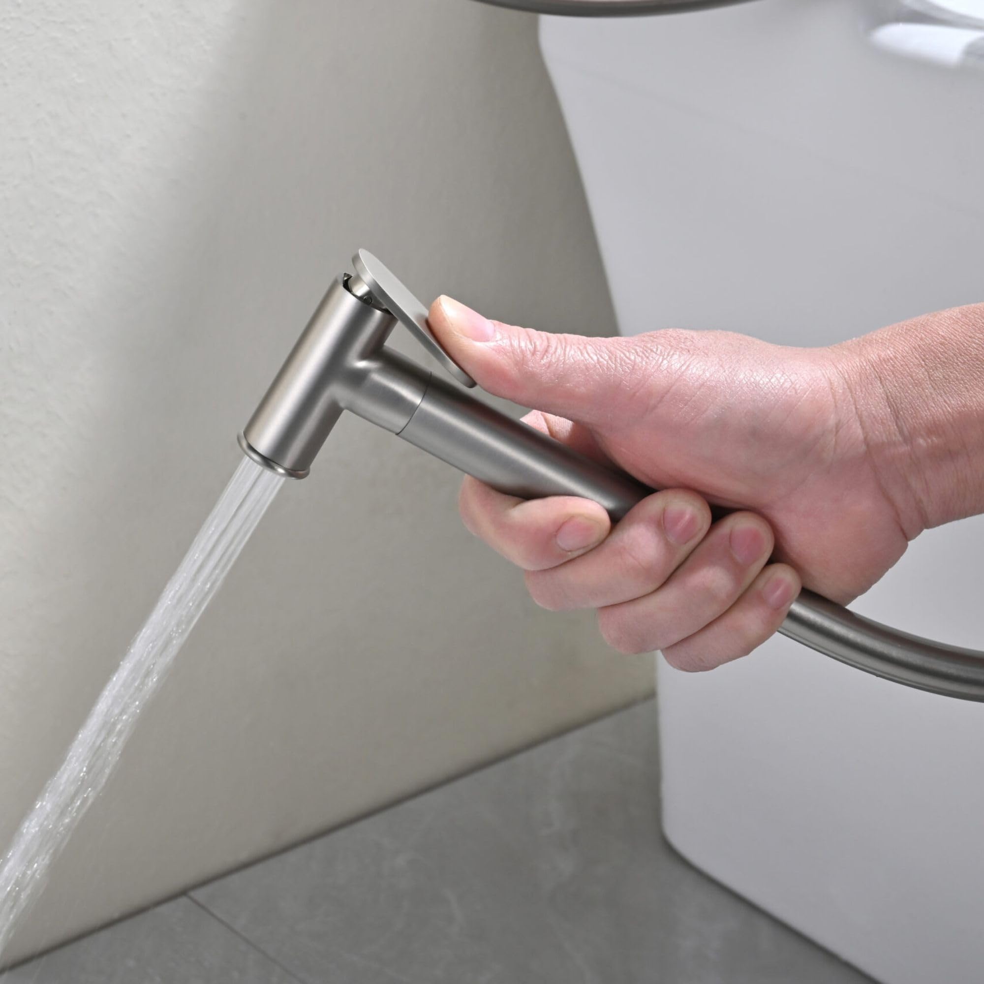 IMEX Bidet prysznic z zimną i gorącą wodą, szczotkowany nikiel, bateria do zabudowy bidet, higieniczna jednouchwytowa głowica prysznicowa do toalety, zamiennik kranu bidetowego, seria Bless