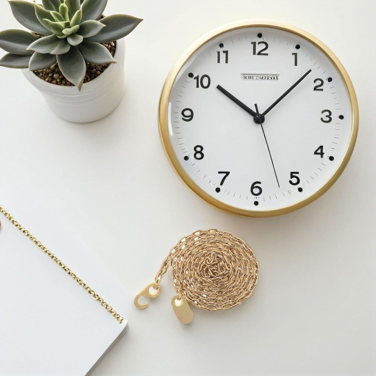 PATKAW 2pcs Pendulum Replacement Chain for Wall Clock and Grandfather Clock Steel Material with Golden Finish for Home Use with Stable Performance and Lasting Reliability
