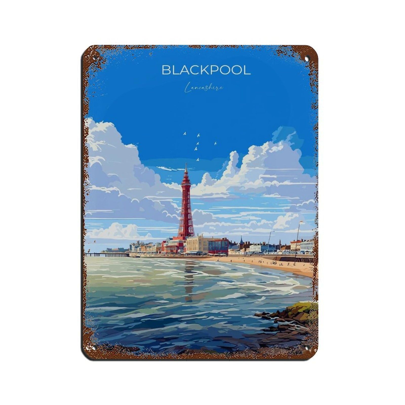 Poster Blackpool Angleterre métal rétro : le cadeau idéal pour fan de voyage