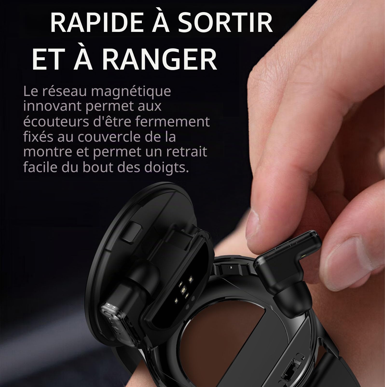 findtime Montre Connectée Homme 1.39''avec Ecouteurs sans Fil Bluetooth TWS intégré Bluetooth sans Fil Casque Intégré Montre Sport Homme Smartwatch Bracelet en Silicon
