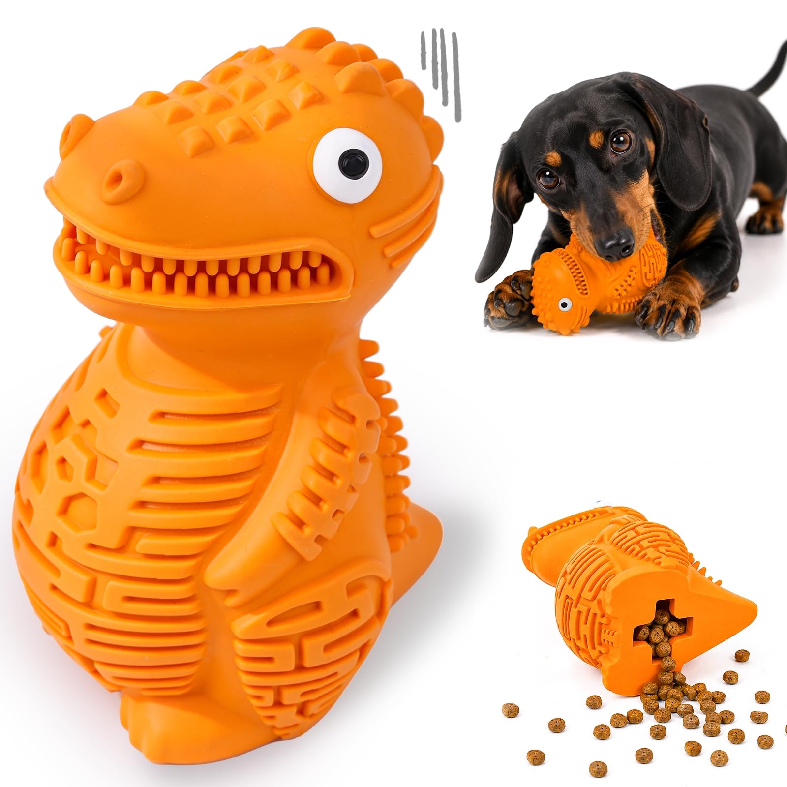 Zeepet Hundespielzeug, 4-in-1 Unzerstörbar Kauspielzeug für Hunde | Kauspielzeug aus Naturkautschuk – befüllbar mit Futter & Leckerlis, elastisch, für Zahnpflege, Suchspiele und Kauspaß
