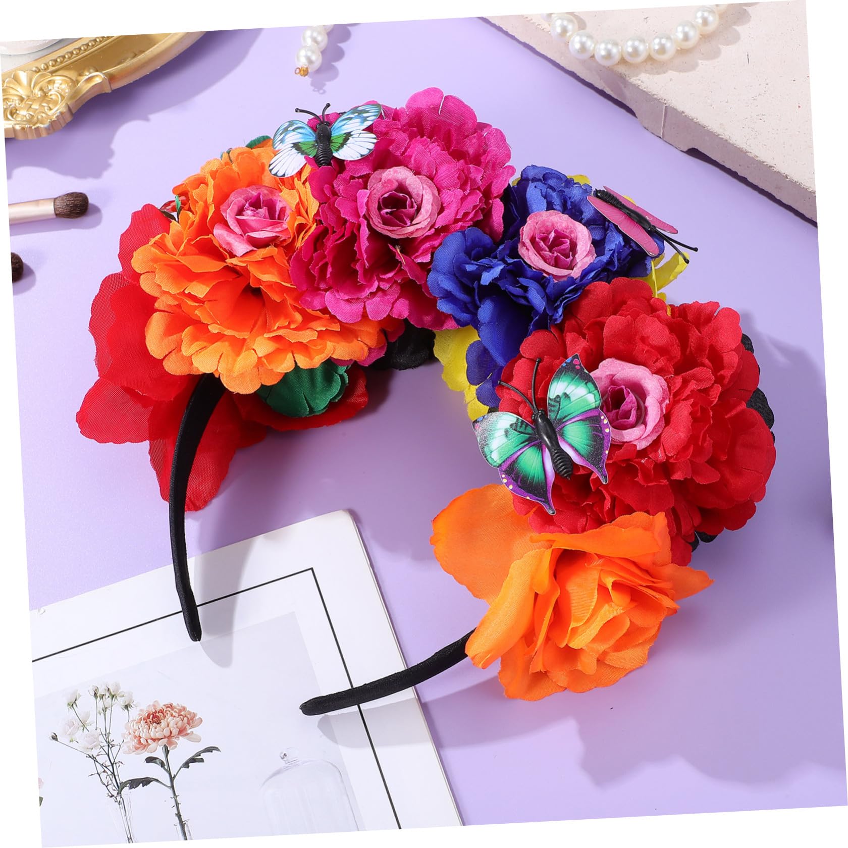 Cerchietto Floreale Donna in Plastica, Multifunzionale e Facile da Indossare, Corona di Fiori Delicata ed Elegante per Feste e Servizi Fotografici