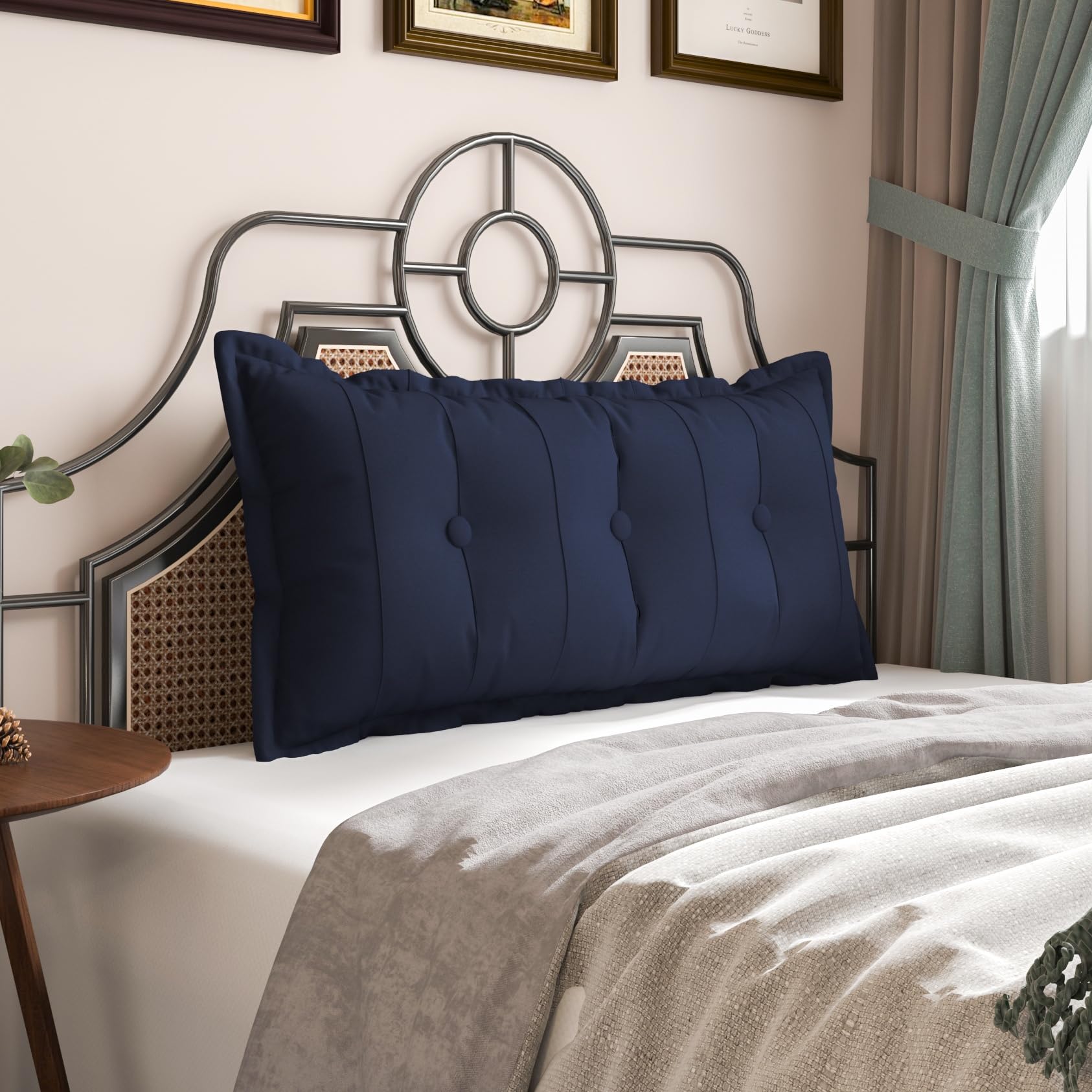 VERCART Large Bolster Headboard Pillow Daybed Pillows Bed Rest Reading Pillow Bed Headboard Pillow Backrest Positioning Support Pillow with Durable Washable Cover, Blue, Twin