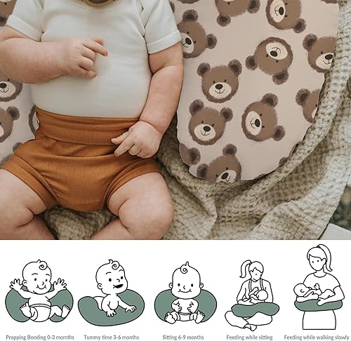 Miniatura 6 de Fundas de almohada neutras de lactancia con diseño de osos bohemios para niños y niñas, lindas fundas de almohada de lactancia para almohadas de