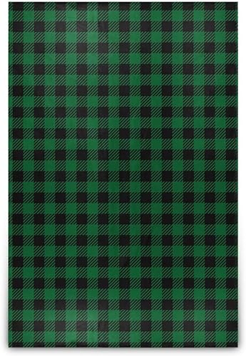 Buffalo Plaid Check Tartan Scotland Green Black Merry Christmas Soft Plush Blanket, Flannel Fall Fluffy Blanket Adults Kids Couch Throws 60x90 Inches