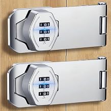 Keyless Bifold Door Lock 3 Digit Household Cabinets Combination Lock - Closet Door Lock - Slide Double Door Lock for Folding Door Drawer Garage Shed Cupboard Barn Pantry 4" 2pcs Silver
