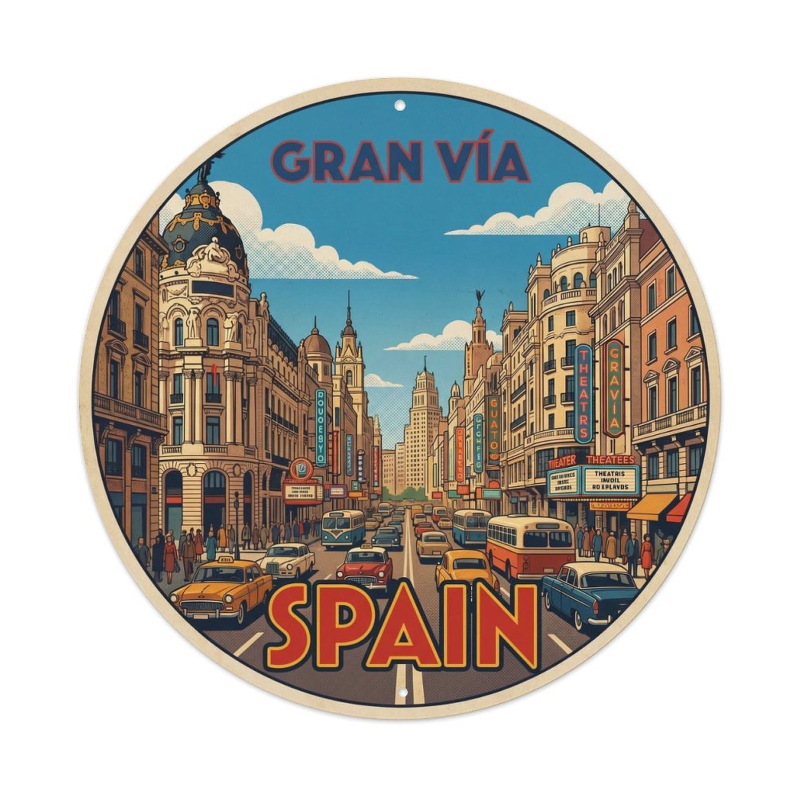 Madrid Gran Via Spain Travel Destination Metal Tin Sign
