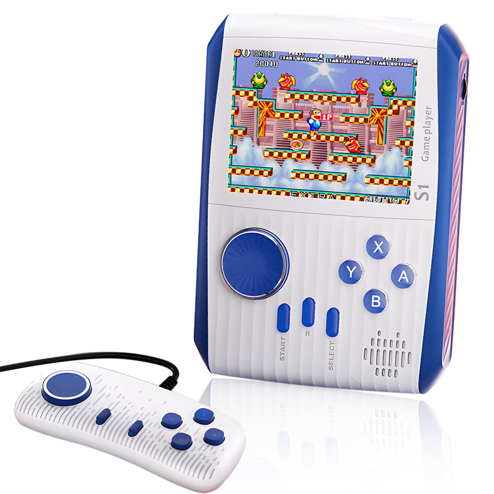 TERRIFI Retro Handheld Games Mini Video Games Console, 3.0'' LCD Screen Retro Handheld with Rechargeable Battery, Support 2 Players and TV/Handle Connection, Birthday for Boys Girls and Adults (White)