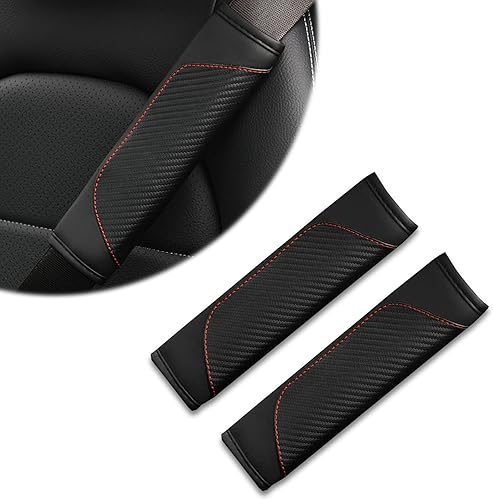 2 protectores de cinturón de seguridad para automóvil, 2.5 x 9 pulgadas, de fibra de carbono, comodidad para los hombros, protección del cuello,