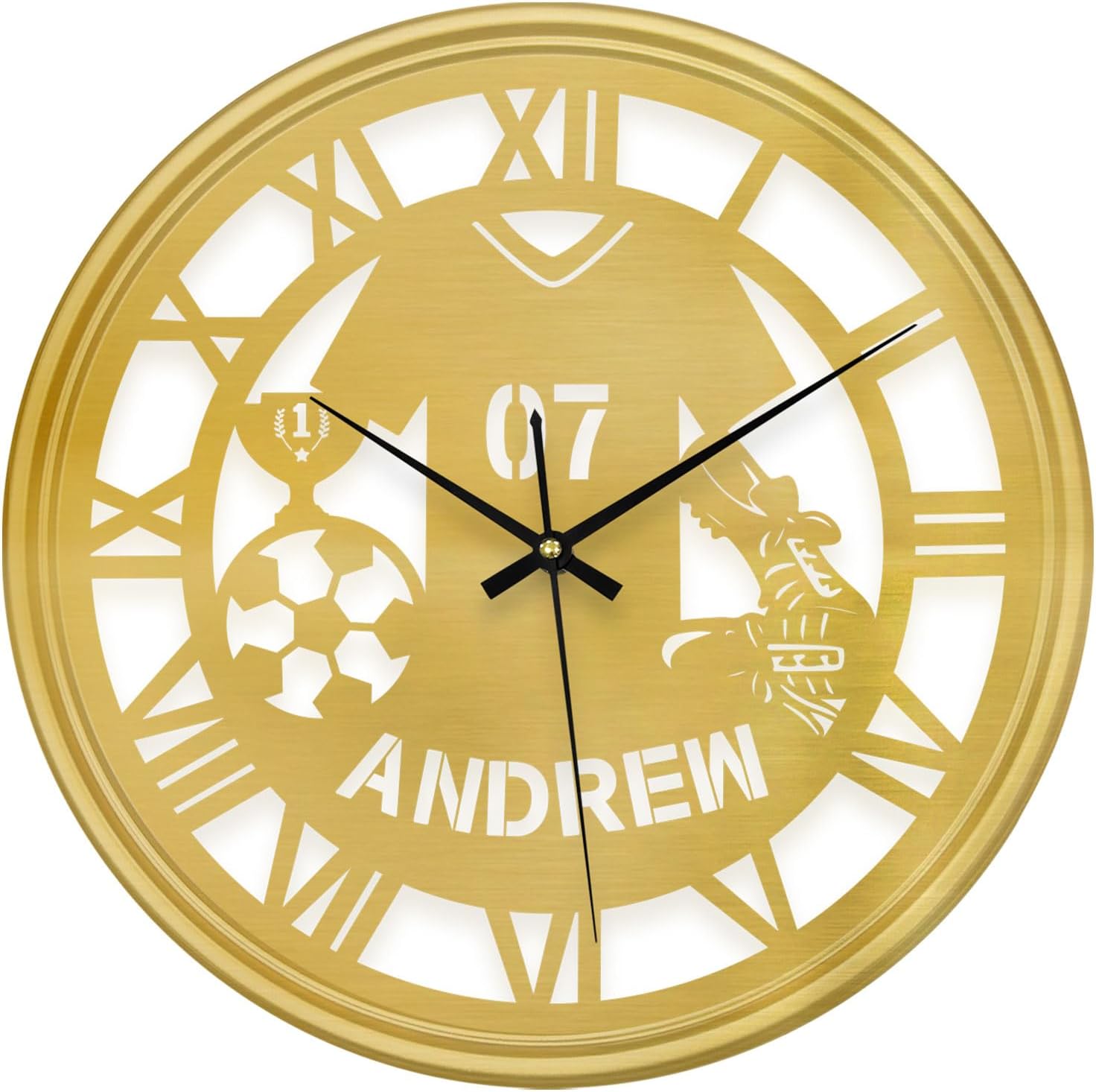 Personalized Name Western Cowboy Wall Clock, Custom Horse Riding Vinyl Record Hanging Clock with 7 Color Changing, Iron Art Clock, Hanging Decor for Bedroom, Living Room, Home, Office, Housewarming