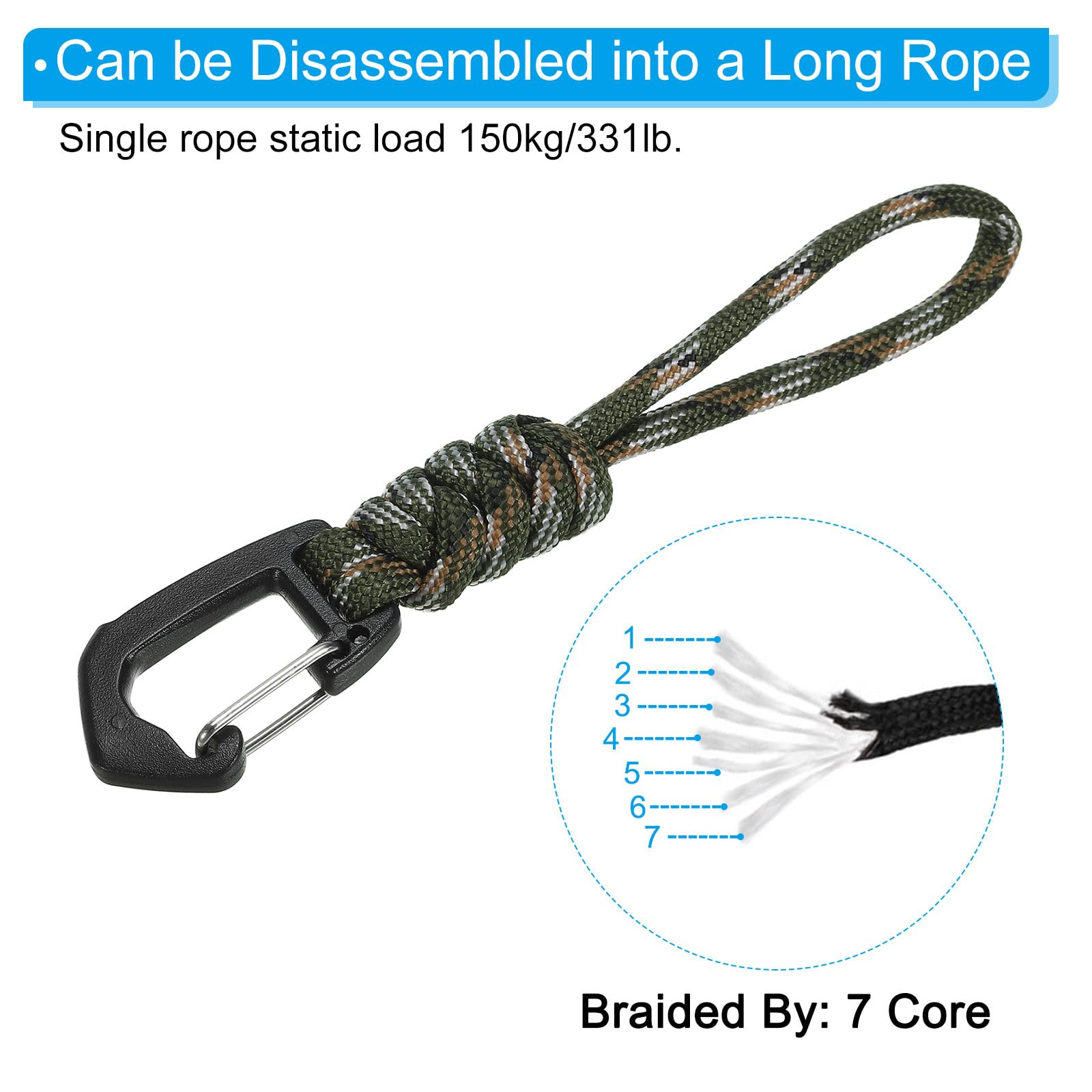 PATIKIL Badge Lanyard 4.7 Inch, Necklace Keychain Cord Metal Clasp Hook Ring Strap for Keys Whistle ID Card Badge Holder Camo Olive - Image 3