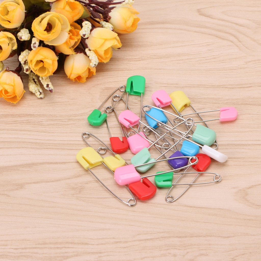 Lot de 20 épingles à nourrice colorées et résistantes pour couches de bébé 5,1 cm