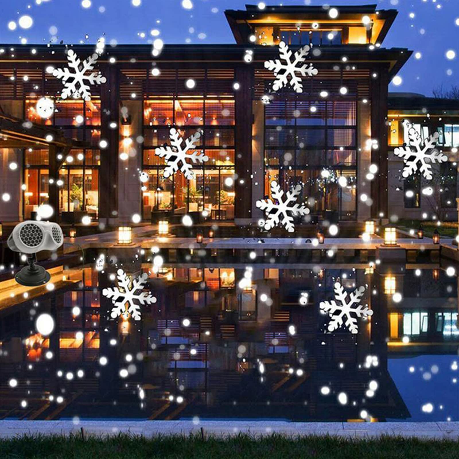 Proiettore di Luce per nevicate, Fiocco di Neve Natale LED Proiettore olografico Luce Notturna Telecomando Funzione Timer per Natale