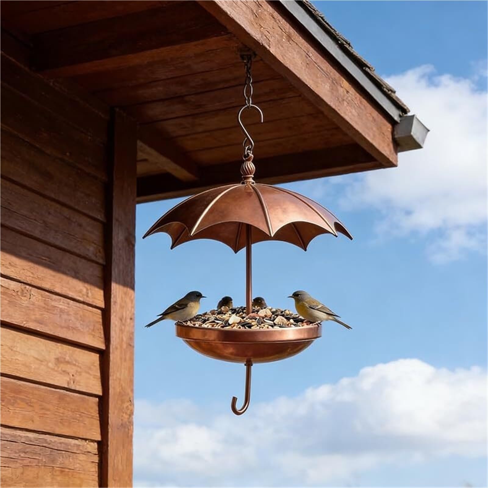 Comedero Colgante de Metal for pájaros diseñado Exclusivamente for pájaros Silvestres pequeños, comedero de Semillas al Aire Libre con Gancho Colgante for jardín