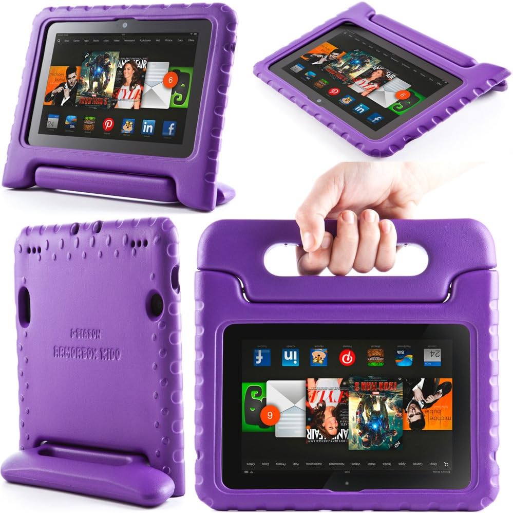 i-Blason ArmorBox KIDO Series for Amazon Kindle Fire HDX 7 Inch Tablet [Not Compatible with Kindle Fire HD 7] Light Weight Super Protection Convertiable Stand Cover Case Kids Friendly (Purple)