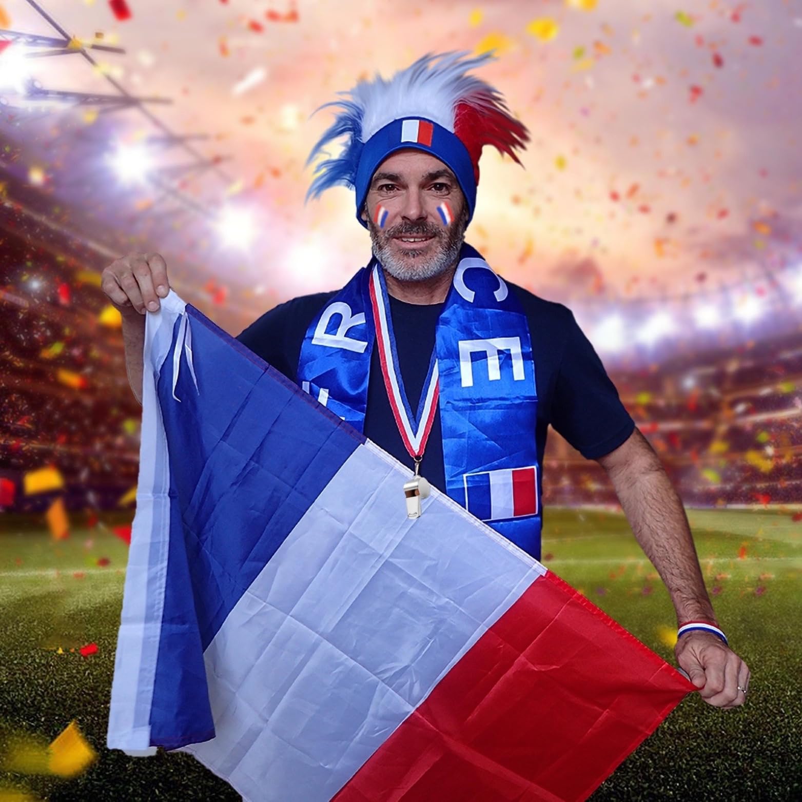 GUIRLANDE FANIONS PLASTIQUE FRANCE -BLEU BLANC ROUGE - 30x20 : Drapeau France sur Sparklers Club