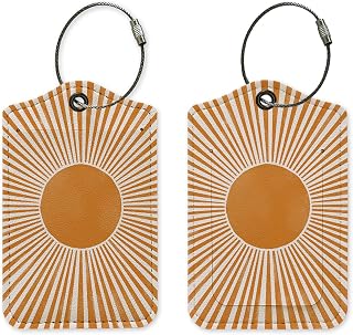 Yetmadi Abstract Boho Sun Luggage Tag, Modern Boho Terracotta Sun Sunshine | Luggage Tags for Suitcases Women Girls, Privacy Protection PU Leather Travel Name Tags Identifiers for Luggage