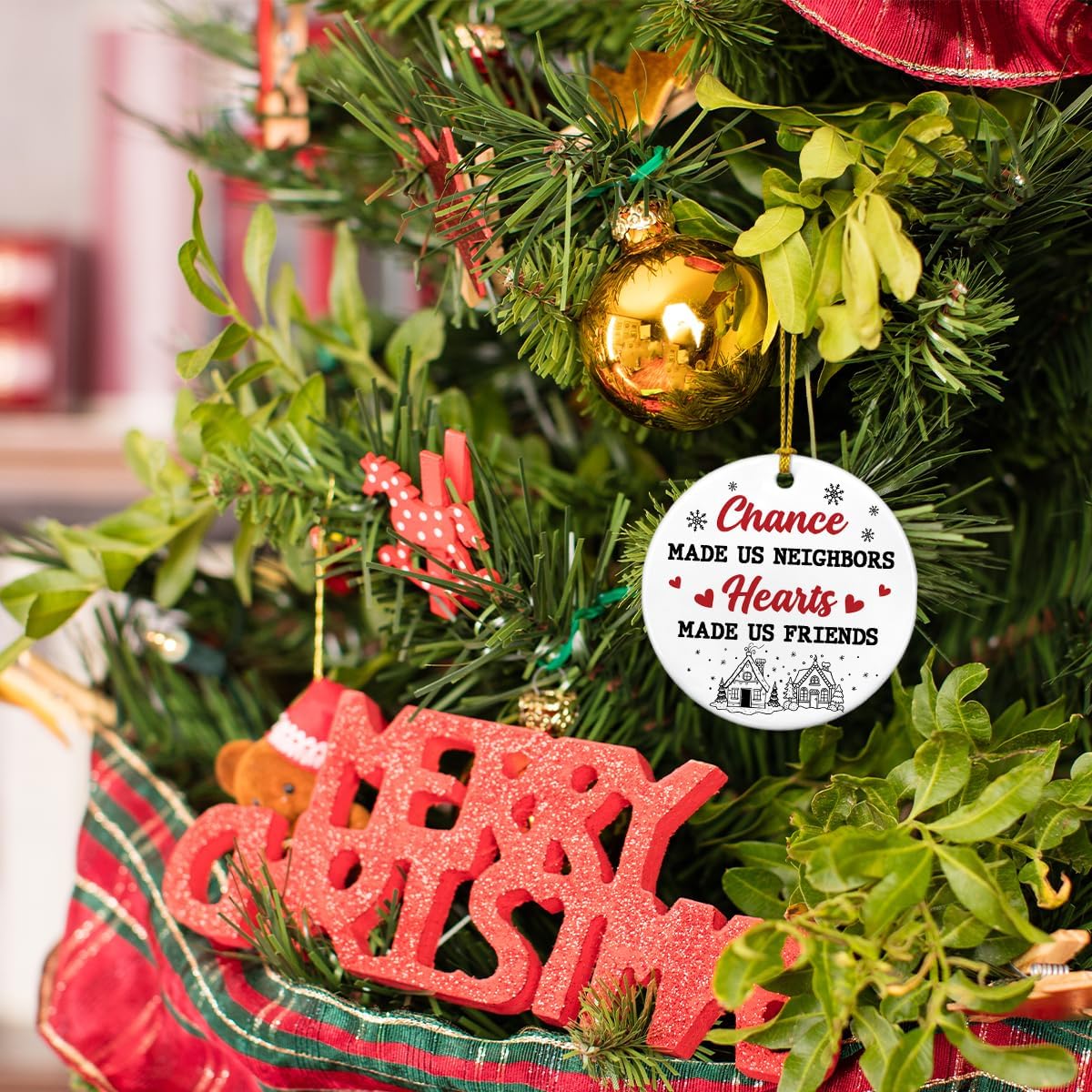 Neighbor Gifts Christmas Ornaments, Friendship Gifts for Neighbors Friends Bestie, Neighbor Friends Ceramic Christmas Ornament for Tree Decorations - Image 7