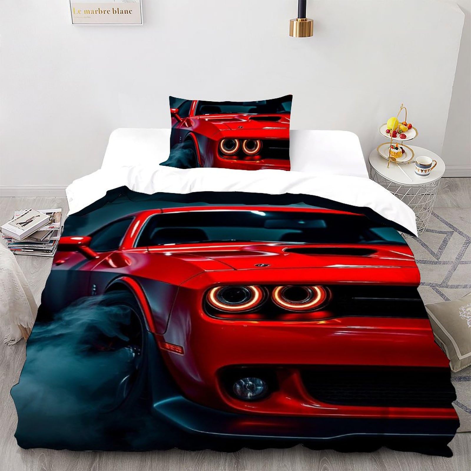 Housse de couette voiture de sport avec fermeture éclair parure microfibre douce