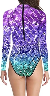 Traje de baño de manga larga con estampado digital 3D para mujer, vacaciones en la playa