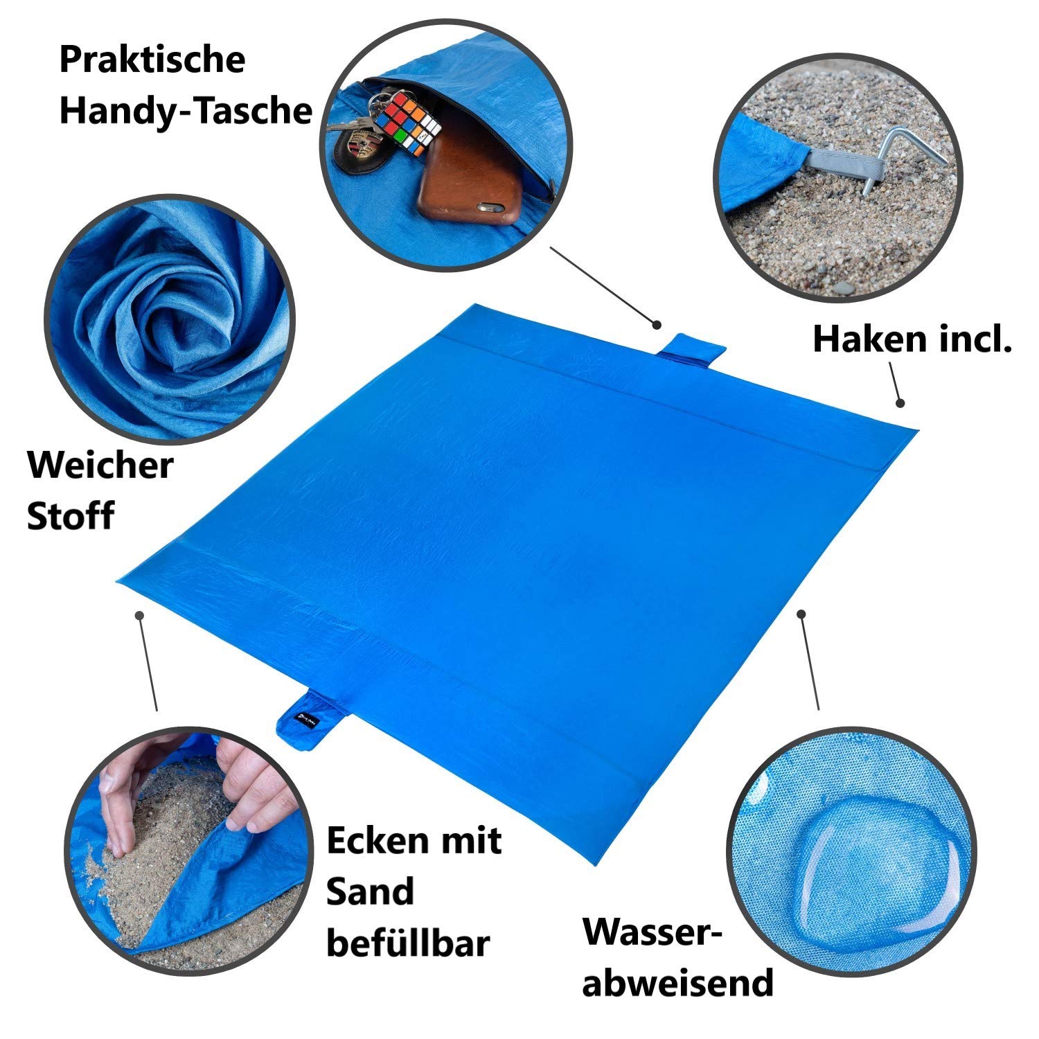 Übergroße Stranddecke Mit Wal-Motiv – Sanddicht & Wasserabweisend, 270 X 205 Cm, Mit Ecktaschen