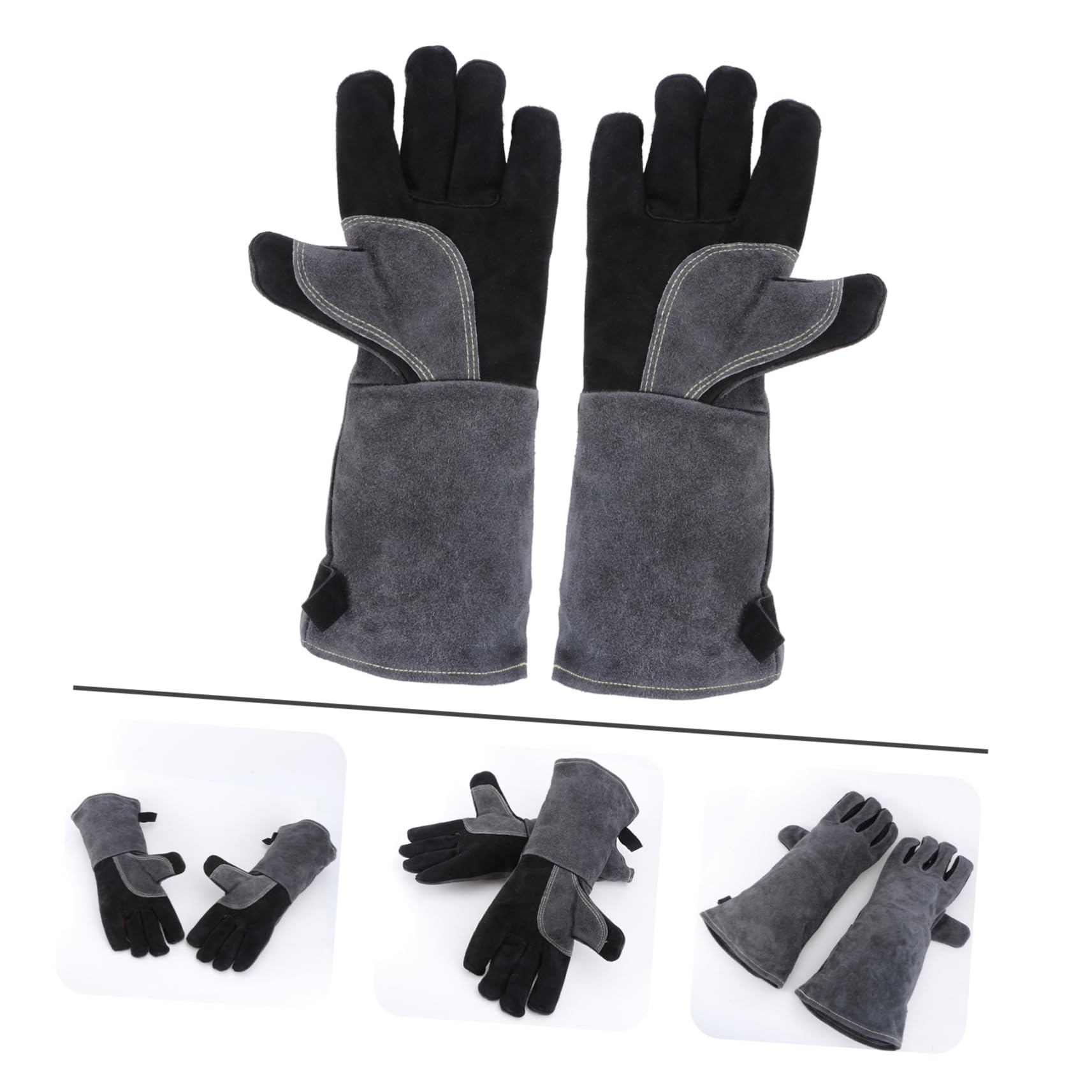 HOMSFOU 1paia Guanti Barbecue Protettivi Ignifughi Guanti Industriali Resistenti Al Calore Allungati Per Protezione Avambraccio Per Forgiatura Saldatura e Barbecue