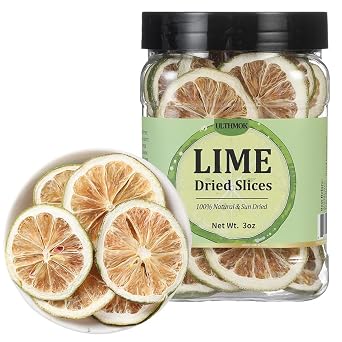 Premium Dried Lime Slices 3 Oz/85g,100% Natural Dehydrated Limes Lemon Slices for Cake Decoration & Cocktail Garnish,No Additives & No Sugar Added.