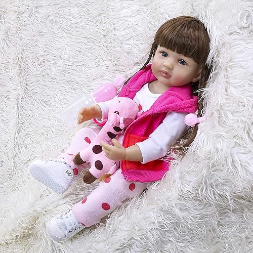 Miniatura 6 de Reborn Baby Boy - Muñeca realista Reborn de 22 pulgadas, muñeca realista de vinilo de silicona de cuerpo completo realista como regalo para niños a