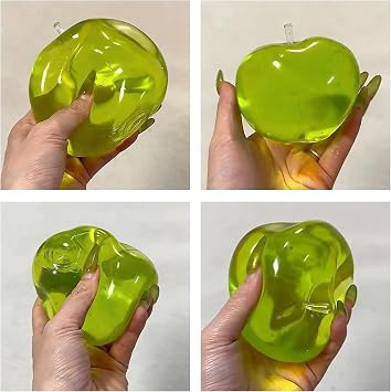 Squeeze Toy, Apple, 2 Pieces, Toy, Fruit, Water Feeling Squeeze Keychain Lucky Bag, Stress Relief, Squeezing, Decompression, Educational, Cute, Funny, Gift 2 Pieces