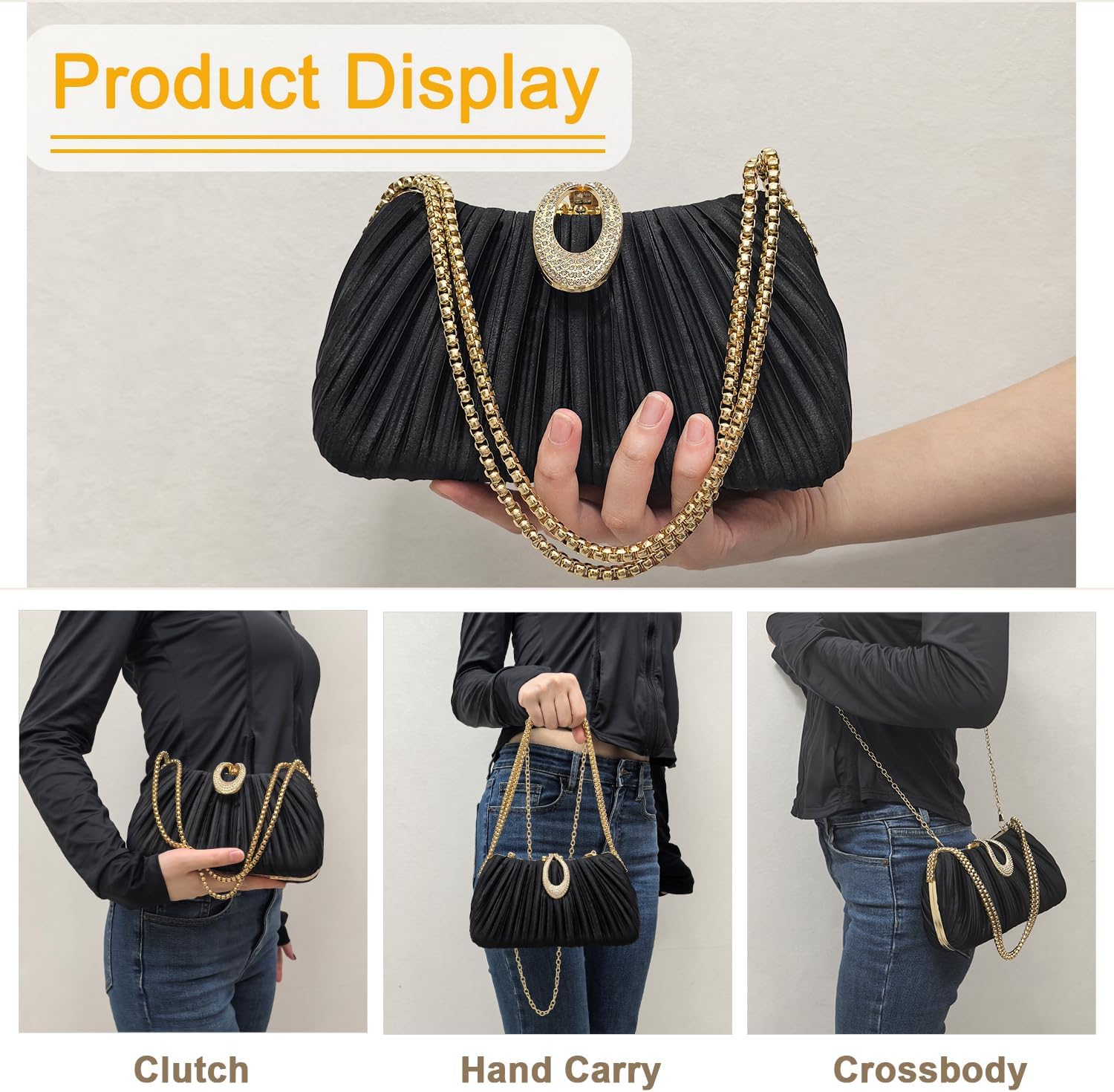 Evening Clutch Purses For Women Formal Satin Dress Handbag for Wedding Party Elegant Small Shoulder Bag - Image 7