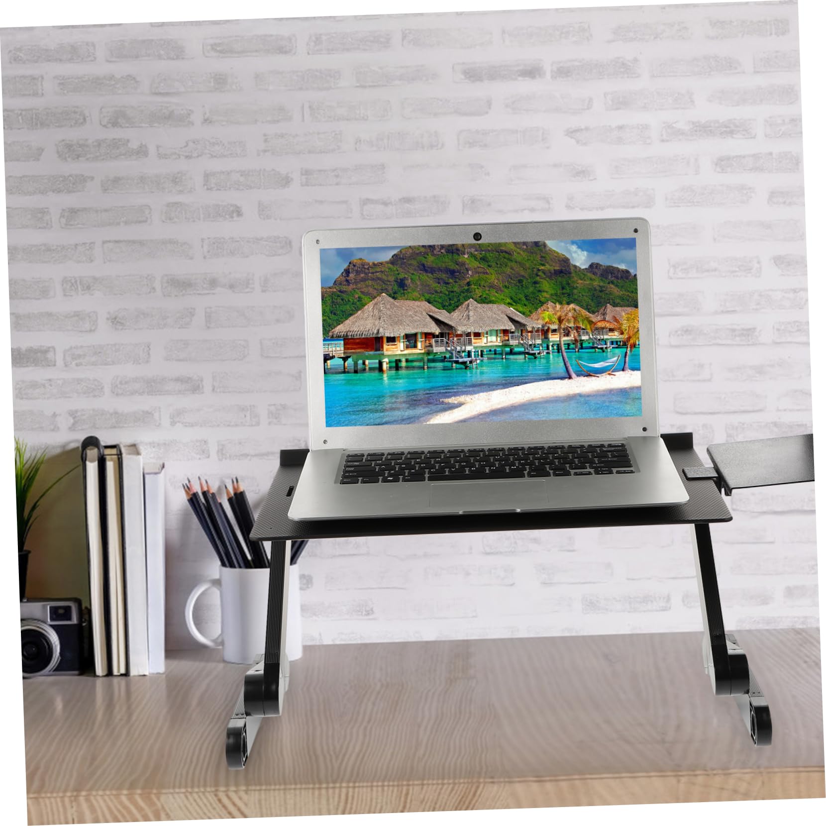 Artibetter Supporto per Laptop Regolabile in Lega di Alluminio Nero | Poggia Laptop Pieghevole Dissipazione del Calore, per Vacanze Estive, Viewing Photos e Watching Videos