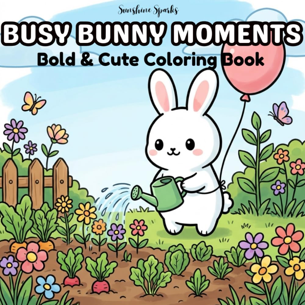 Busy Bunny Moments: Bold & Cute Coloring Book: Relaxation Activity for all ages, kids, teens, adults and seniors.