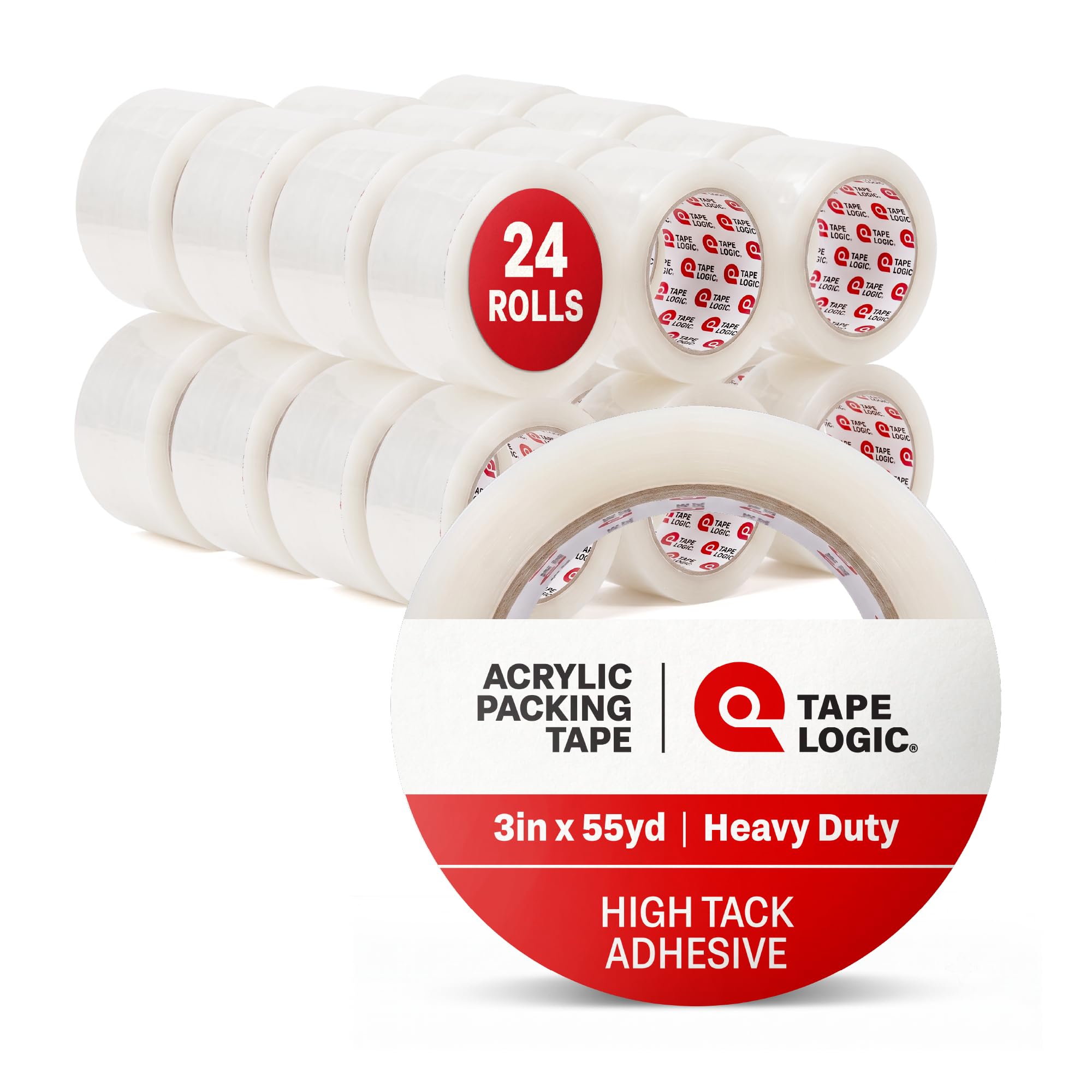 Tape Logic Cinta de embalaje transparente extra ancha, de 3 pulgadas x 55 yardas por rollo (24 rollos), muy gruesa de 3,5 mil para embalar, enviar, mover y almacenar (TLT905350)