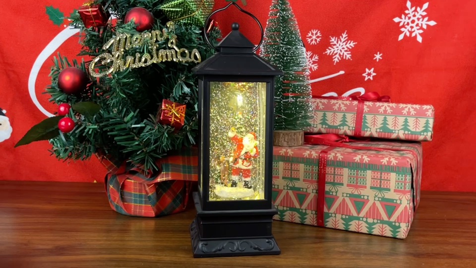 Lanterne De Noël, Boule à Neige Lumineuse Avec Paillettes Tourbillonnantes, Lanterne De Table Pour Décoration De Noël Et Cadeau (bonhomme De Neige
