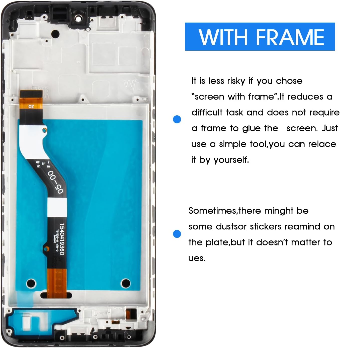 LCD for Motorola Moto G60 Screen Replacement for Moto G40 Fusion XT2135-1 LCD Display Touch Digitizer Assembly PANB0001IN PANB0013IN Matrxi Glass Repair Parts with Tools (Black with Frame)