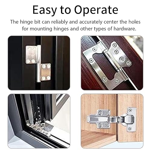 Miniatura 5 de JUSTHERE Juego de 2 brocas centrales de vástago hexagonal de 0.197 in y 14 pulgadas, para puerta, ventana, gabinete de bisagra central, taladro,