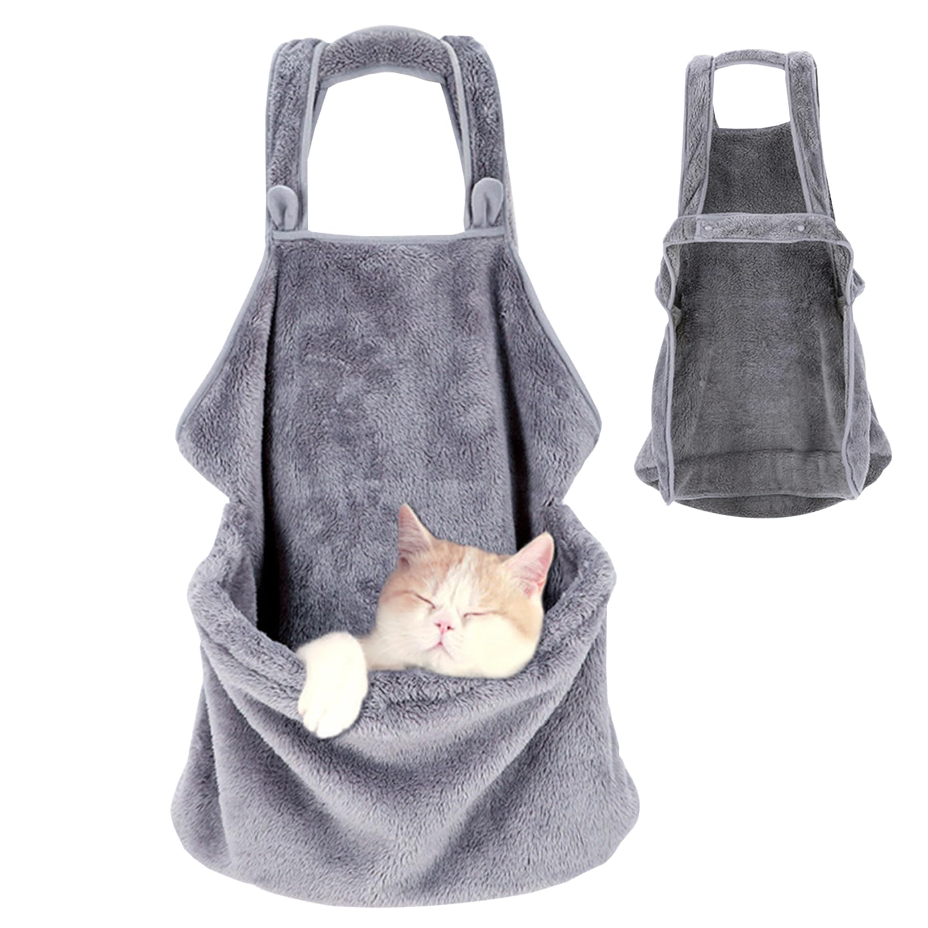 Écharpe pour chat en peluche douce et tablier de transport mains libres