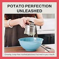 Vista 3 de Ricer de patatas - Ricer para puré de patatas, hecho de acero inoxidable 18/8, para hacer puré de patatas y arroz de coliflor esponjoso y suave