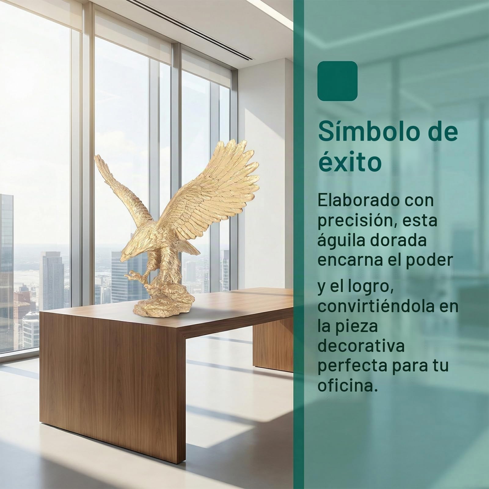 Escultura de águila de resina, decoración de mesa, gran águila, estatuilla dorada, ornamentos, estatua, gran estatua, águila, resina, ornamento, oficina, decoración