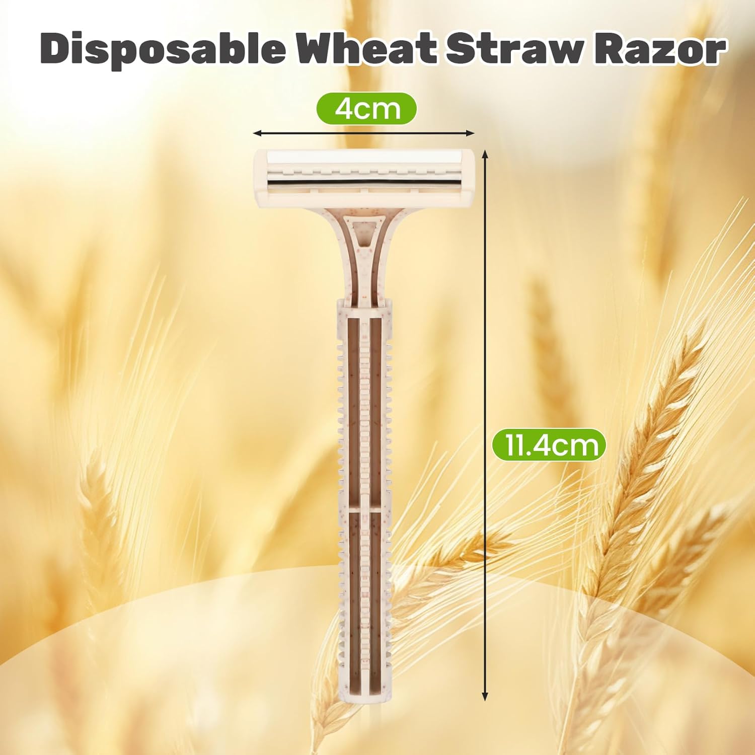 Eco-Friendly Wheat Straw Disposable Shave Kit - 100 Pcs Wheat Straw Razors and Shaving Cream(10g) Bulk, Individually Sealed for Hotel, Airbnb, Camping, Travel, Homeless, Shelters and Charities
